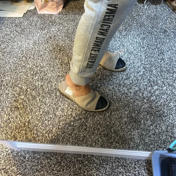 Laurie Felt Beige and Black Mules - Picture 3 of 4